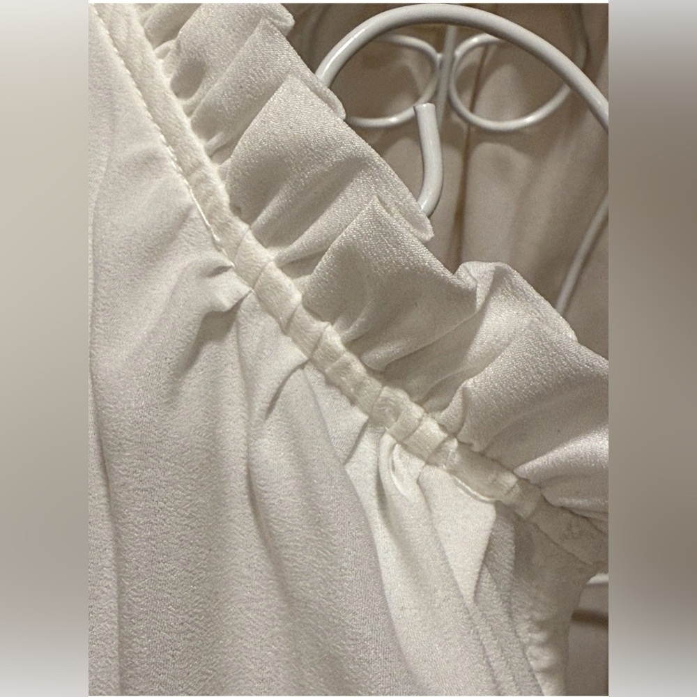Shoshanna Eyelet Blouse White Ruffle Tie Neck Small - Picture 5 of 8
